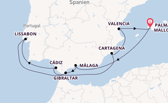 Westliches Mittelmeer ab Palma de Mallorca, Spanien auf AIDAstella