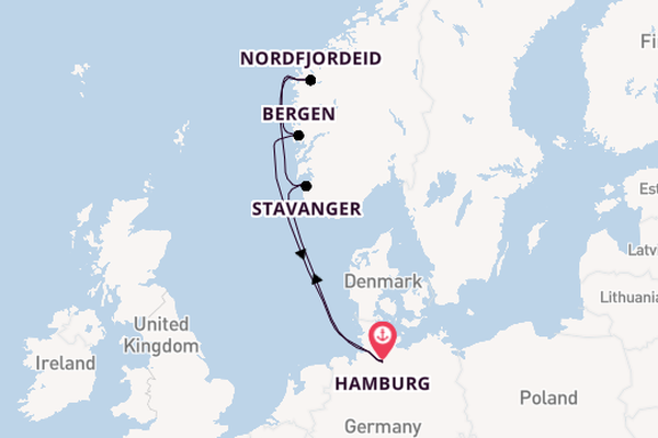 Noorwegen vanaf Hamburg, Duitsland met de MSC Preziosa