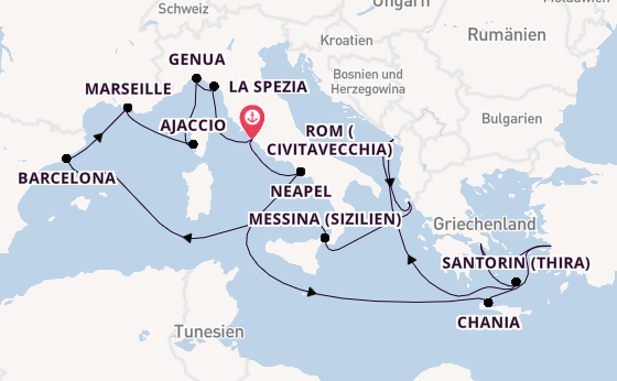 Mittelmeer ab Civitavecchia (Rom), Italien auf der Sun Princess