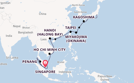 South East Asia from Singapore, Singapore with the Coral Princess