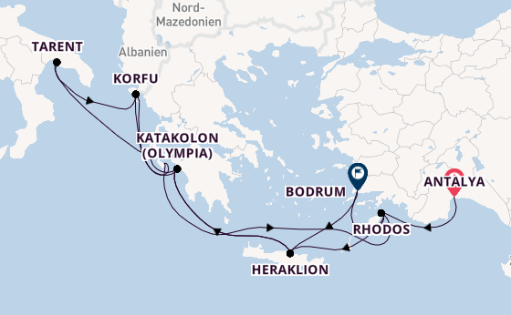 Östliches Mittelmeer ab Antalya, Türkei auf AIDAblu