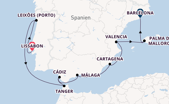 Westliches Mittelmeer ab Lissabon, Portugal auf der Silver Spirit