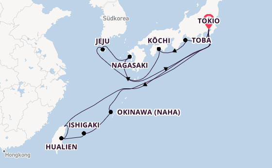 Ostasien ab Tokio, Japan auf der Diamond Princess