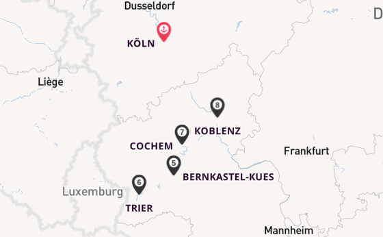 Mosel ab Köln, Deutschland auf der MS VistaNova