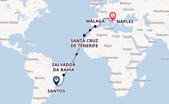 Transatlantic from Naples, Italy with the MSC Virtuosa