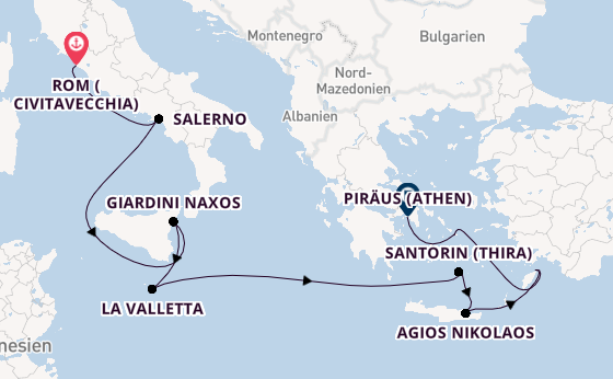 Mittelmeer ab Civitavecchia (Rom), Italien auf der Silver Nova
