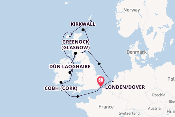 Verenigd Koninkrijk vanaf Londen/Dover, Groot-Brittannië met de Nieuw Statendam