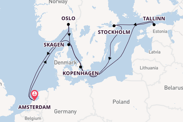 Noorwegen vanaf Amsterdam, Nederland met de Celebrity Apex