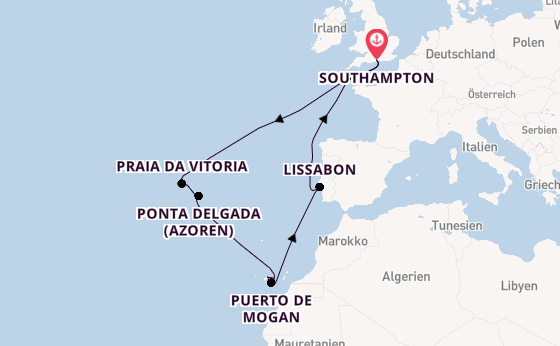 Kanarische Inseln ab Southampton, Großbritannien auf der Queen Victoria
