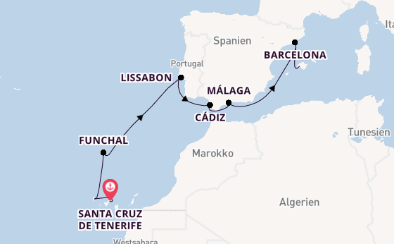 Westliches Mittelmeer ab Santa Cruz de Tenerife, Spanien auf AIDAperla