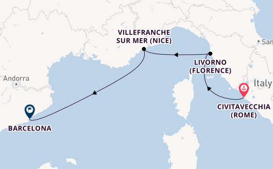 Westelijke Middellandse Zee vanaf Civitavecchia (Rome), Italië met de EXPLORA II