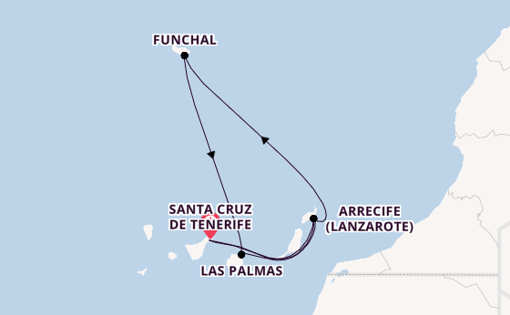 Kanarische Inseln ab Santa Cruz de Tenerife, Spanien auf der Costa Smeralda
