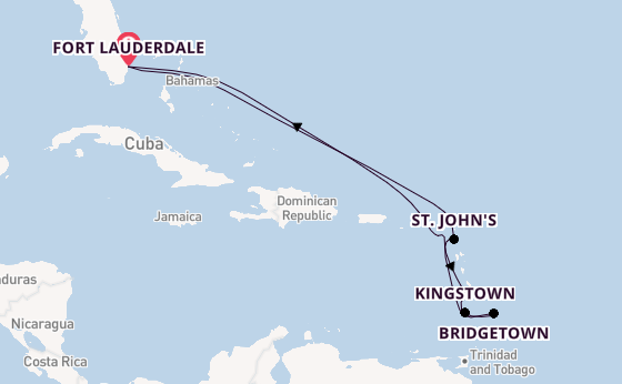 Zuidelijke Caraïben vanaf Fort Lauderdale, Verenigde Staten met de Celebrity Eclipse