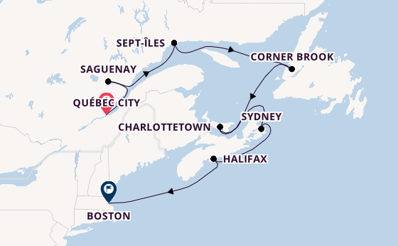East Coast USA from Québec City, Canada with the Caribbean Princess