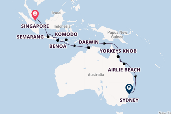 Australia from Singapore, Singapore with the Seven Seas Voyager