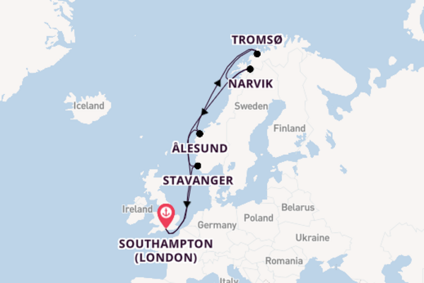 Norway from Southampton (London), England, United Kingdom with the Queen Anne