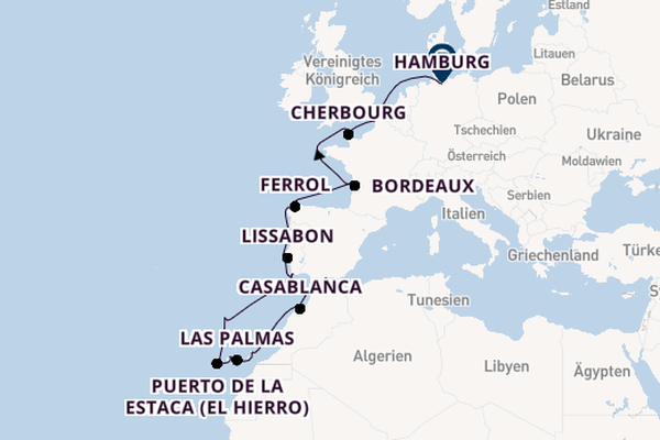 Kanarische Inseln ab Málaga, Spanien auf der MS Hamburg