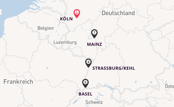 Rhein ab Köln, Deutschland auf der Amina
