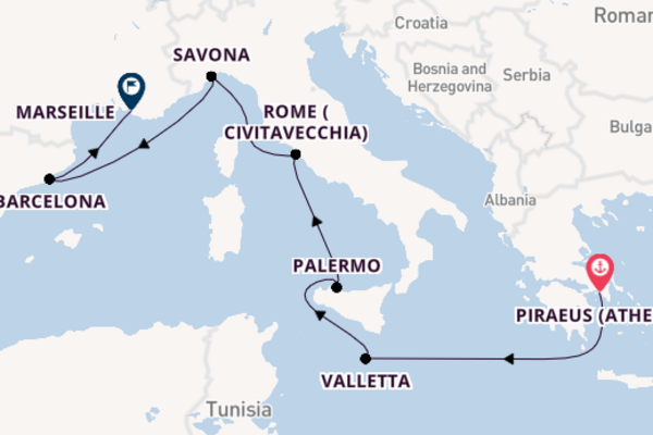 Western Mediterranean From Athens with the Costa Fortuna