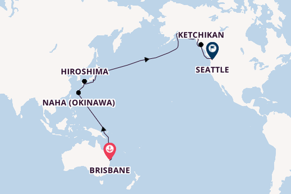 Japan, Alaska & Seattle from Australia