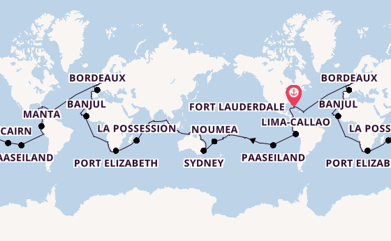 Wereldreizen vanaf Fort Lauderdale, Verenigde Staten met de Volendam
