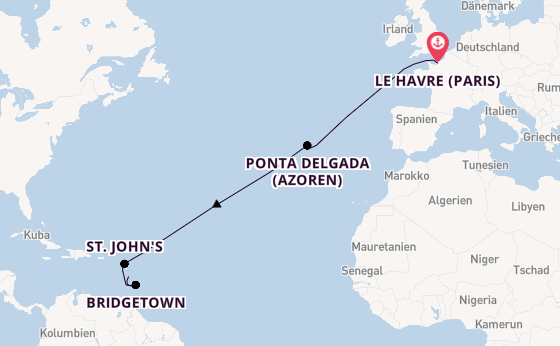 Südliche Karibik ab Le Havre (Paris), Frankreich auf der MSC Meraviglia