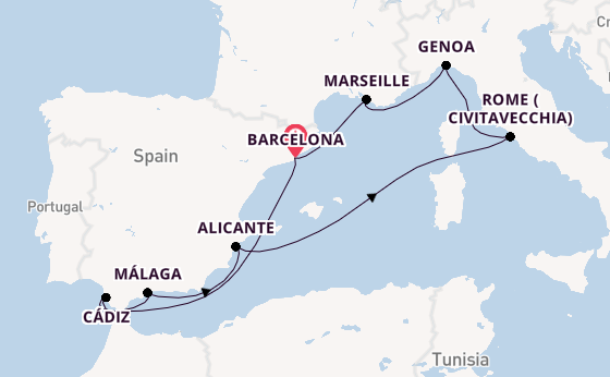 Western Mediterranean from Australia with the MSC Magnifica