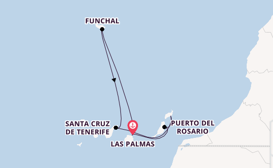 Canarische Eilanden vanaf Las Palmas, Gran Canaria, Spanje met de Costa Smeralda