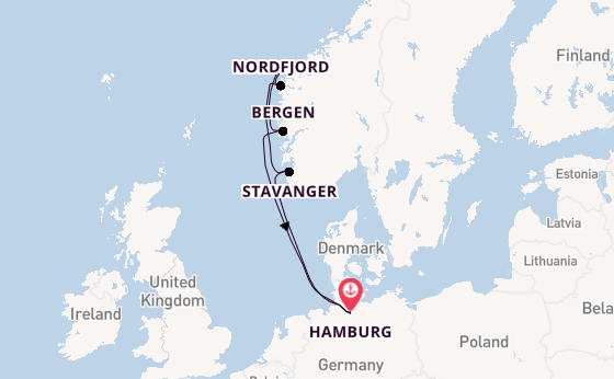 Noorwegen vanaf Hamburg, Duitsland met de Mein Schiff Relax