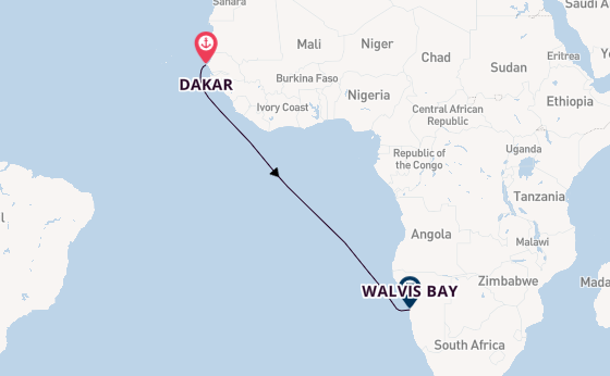 Afrika vanaf Dakar, Senegal met de Le Dumont-d'Urville