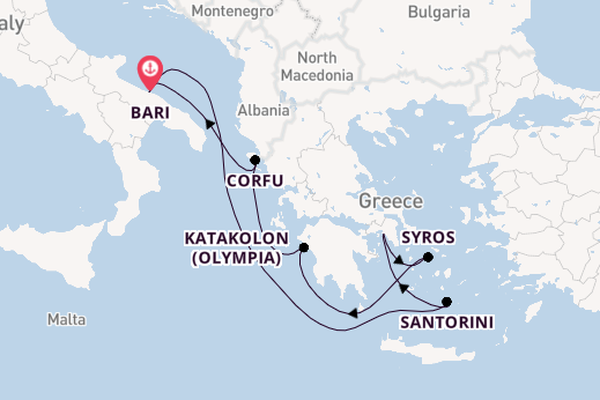 Mediterranean Sea from Bari, Italy with the MSC Sinfonia