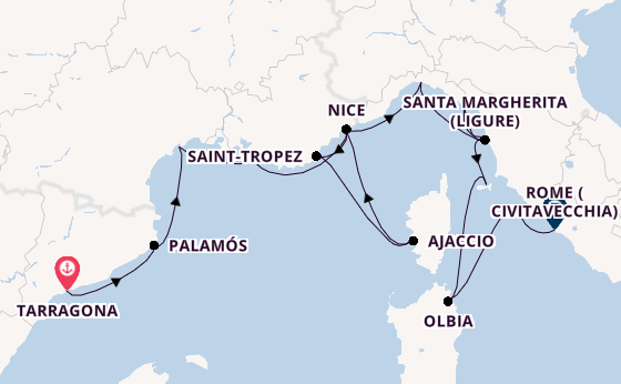Western Mediterranean from Tarragona, Spain with the Azamara Quest