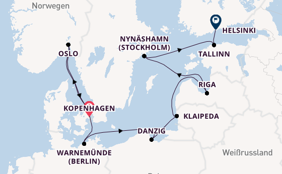 Norwegen ab Kopenhagen, Dänemark auf der Norwegian Jewel