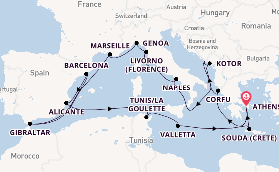 Mediterranean Sea from Athens (Piraeus), Greece with the Nieuw Statendam