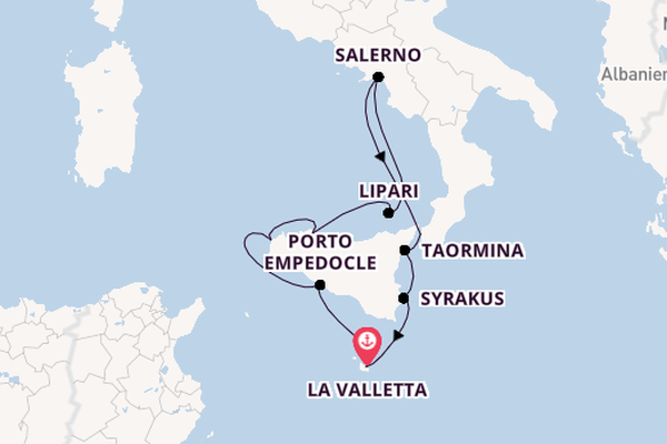 Westliches Mittelmeer ab La Valletta, Malta auf der Le Boréal