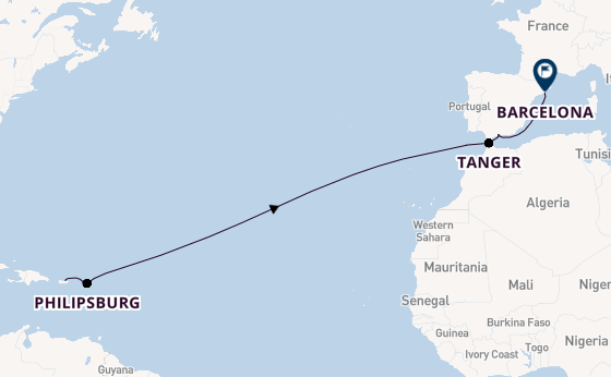 Westelijke Middellandse Zee vanaf San Juan, Puerto Rico met de Celebrity Constellation