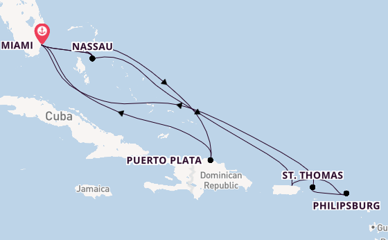 Caribbean vanaf Miami, Verenigde Staten met de MSC Meraviglia