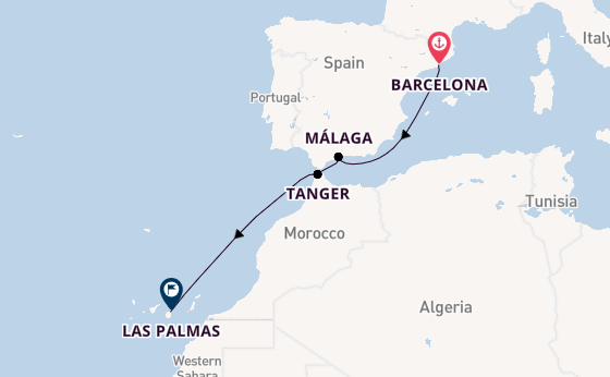 Westelijke Middellandse Zee vanaf Barcelona, Spanje met de Costa Smeralda