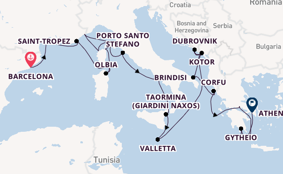 Mediterranean Sea from Barcelona, Spain with the Seabourn Ovation 