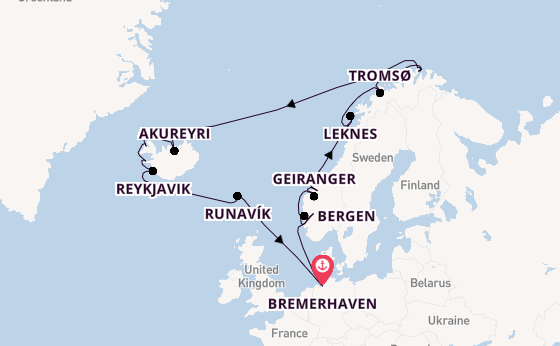 Noorwegen vanaf Bremerhaven, Duitsland met de Artania