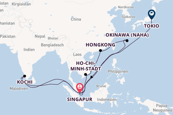 Südostasien ab Singapur, Singapur auf der Silver Muse