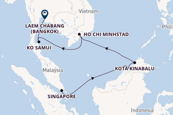 Zuidoost-Azië vanaf Singapore, Singapore met de Seven Seas Splendor