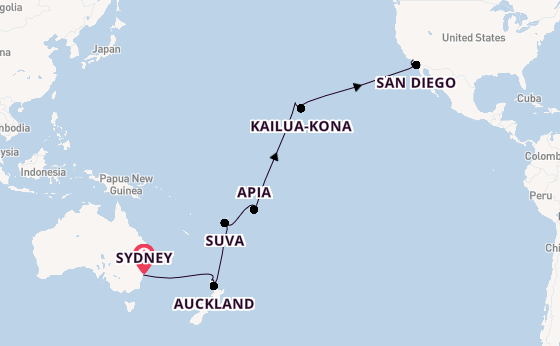 Transpacifisch vanaf Sydney, Australië met de Royal Princess