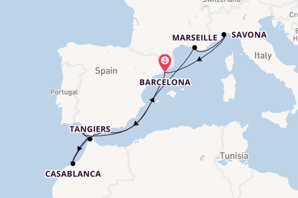 Western Mediterranean from Barcelona, Spain with the Costa Diadema