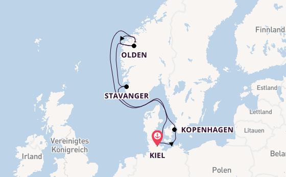 Norwegen ab Kiel, Deutschland auf der Costa Diadema