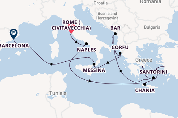 Mediterranean Sea from Rome (Civitavecchia), Italy with the Sun Princess