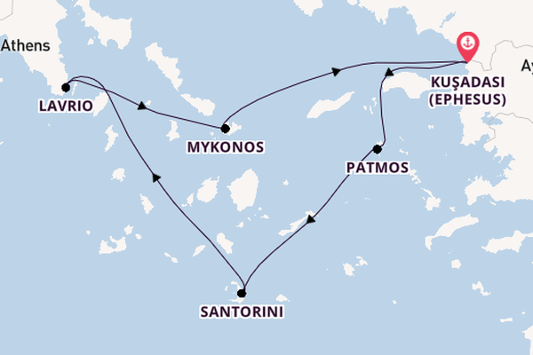 Eastern Mediterranean from Kuşadası (Ephesus), Turkey with the Celestyal Discovery