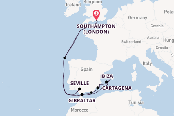 15 day cruise with the Britannia  to Southampton (London)