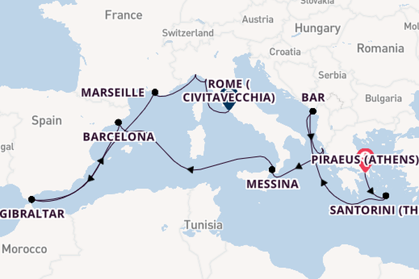 Mediterranean from Piraeus (Athens), Greece with the Sun Princess