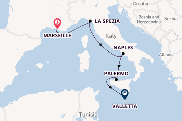 Western Mediterranean from Marseille, France with the MSC Magnifica